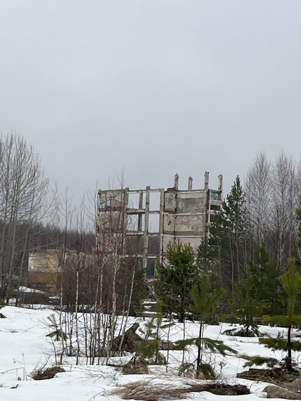 Winter documentation reveals abandoned structures in Марковский, Russia