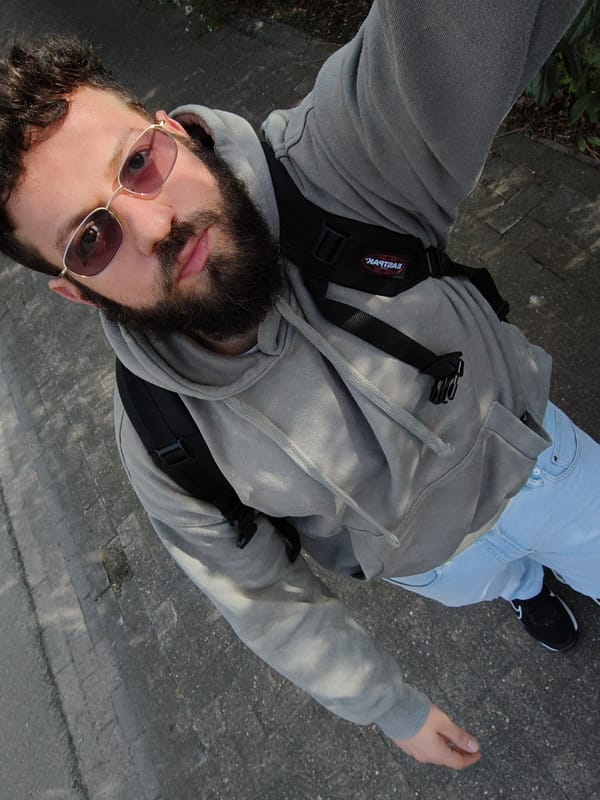 Man takes selfies on Diepholz streets Friday afternoon
