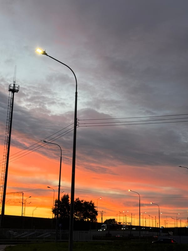 Fiery sunset over Nizhny Novgorod's skyline