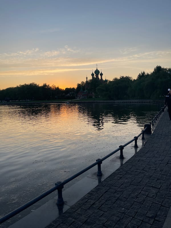 Evening scenes captured around Moscow's Ostankino district and waterfront
