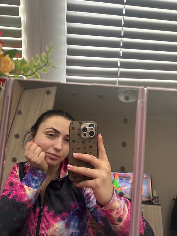 Person takes selfies in mirror in Yambol, Bulgaria