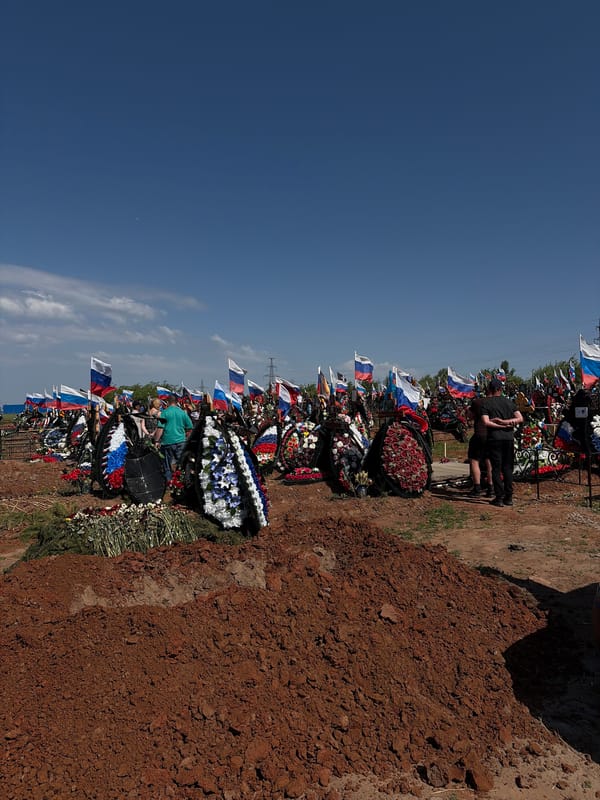 Memorial gathering observed at Izhevsk cemetery with flags, wreaths