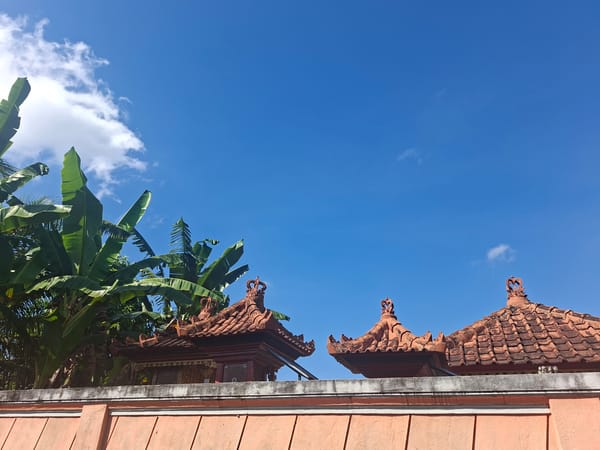 Traditional Balinese architecture and offerings documented in Blahbatuh