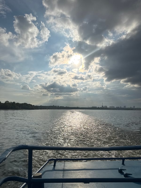 Boat ride along the Ob River near Krasnoobsk, Russia