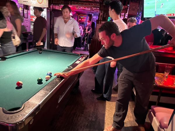 Sunday morning scenes: pool games at West Hollywood bar