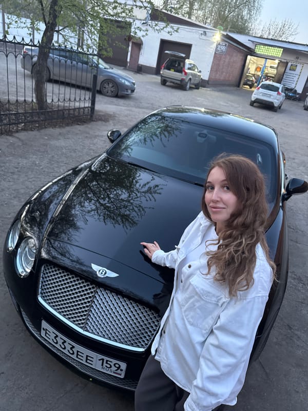 Woman documented with black Bentley across Chaikovsky, Russia locations