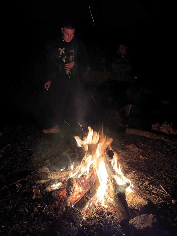 Evening camping scene observed near Karavelovo, Bulgaria