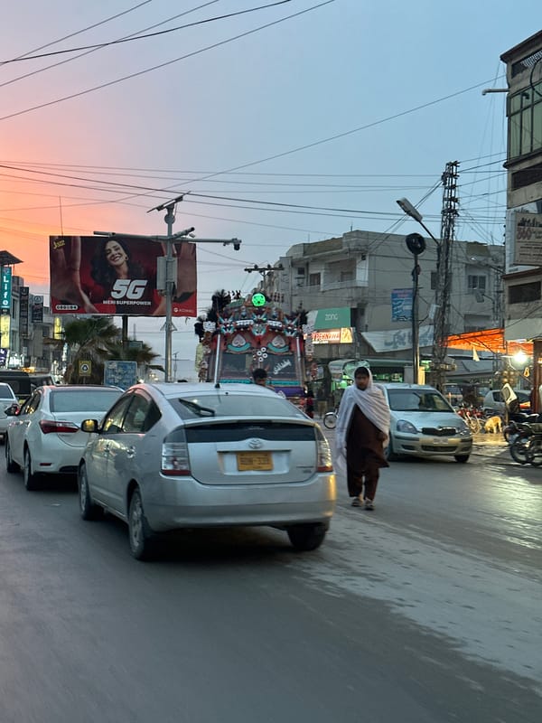 Street scene captured in Quetta during gradient sky conditions