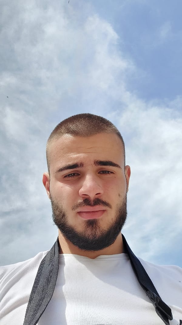 Portrait photographed under blue skies in Asenovgrad, Bulgaria