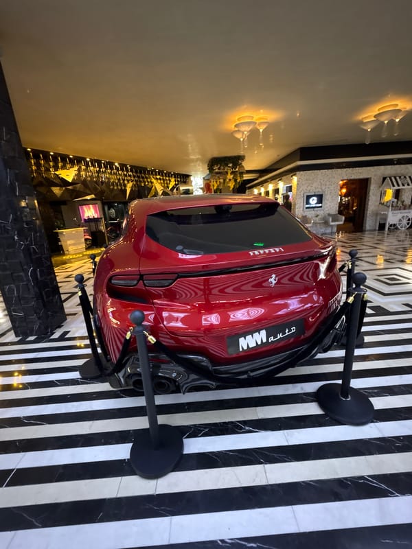 Red Ferrari on display in Sofia showroom