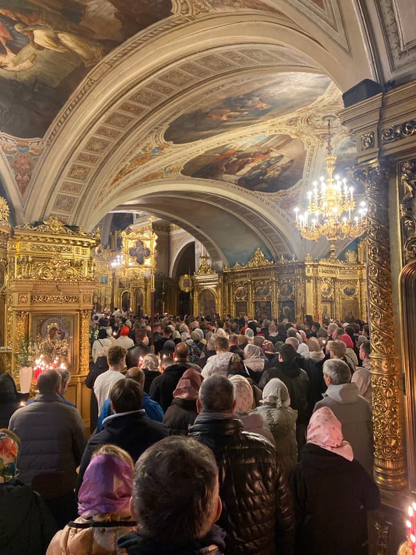 Evening worship service observed at ornate Moscow cathedral