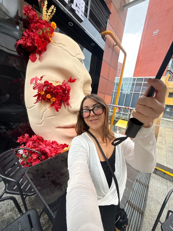 Shopping district visit with decorated sculpture and go-kart track