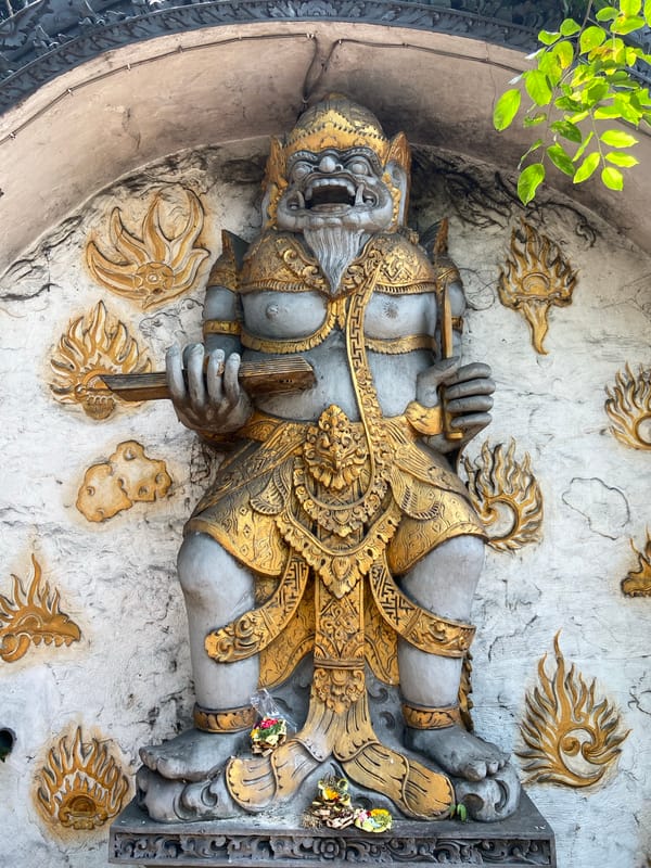 Traditional Balinese temple art documented in Buleleng, Indonesia