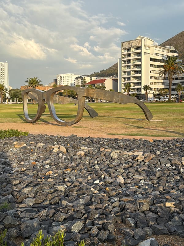 Cape Town street scenes feature eyeglasses sculpture, medical signage