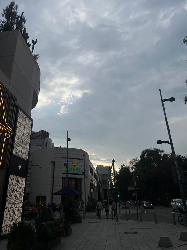 Evening café visit and street observations in Mexico City