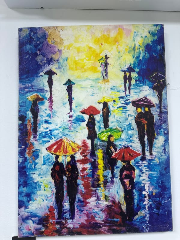 Art works documented in Itirin Nigeria featuring rain scene
