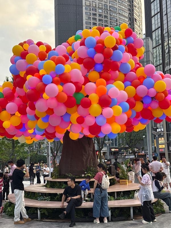 Everyday street life documented in Liangjiang commercial district