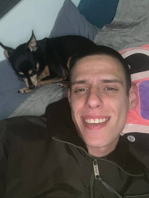 Couple and dog share quiet evening moments in Sofia