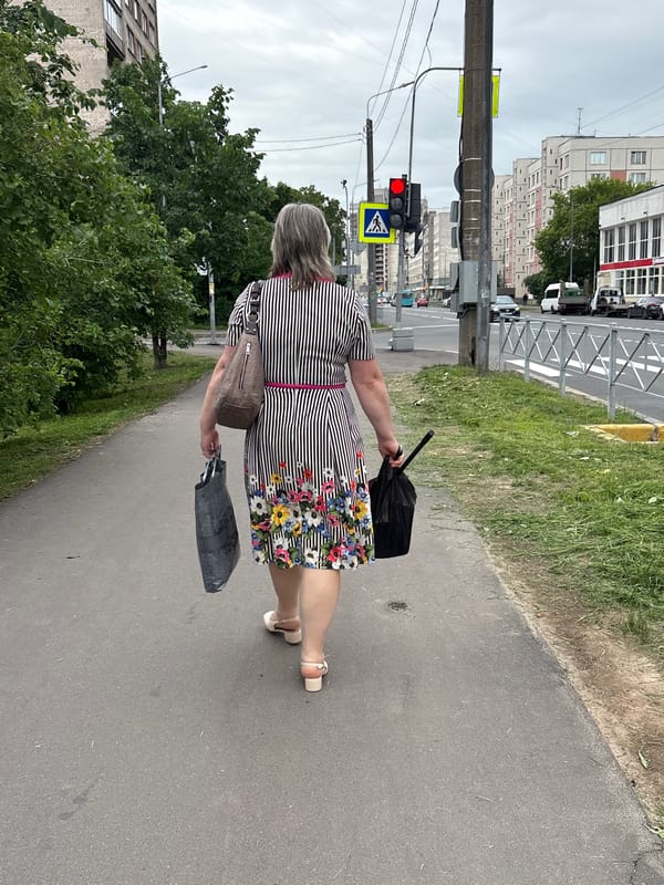 Everyday life glimpses captured in Shushary: walking, salad preparation
