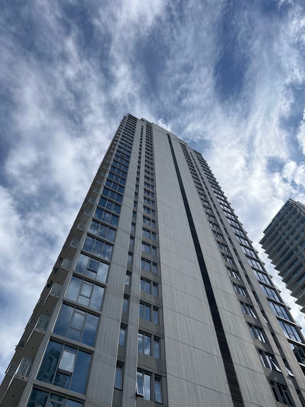 Modern building photographed from below in Buenos Aires