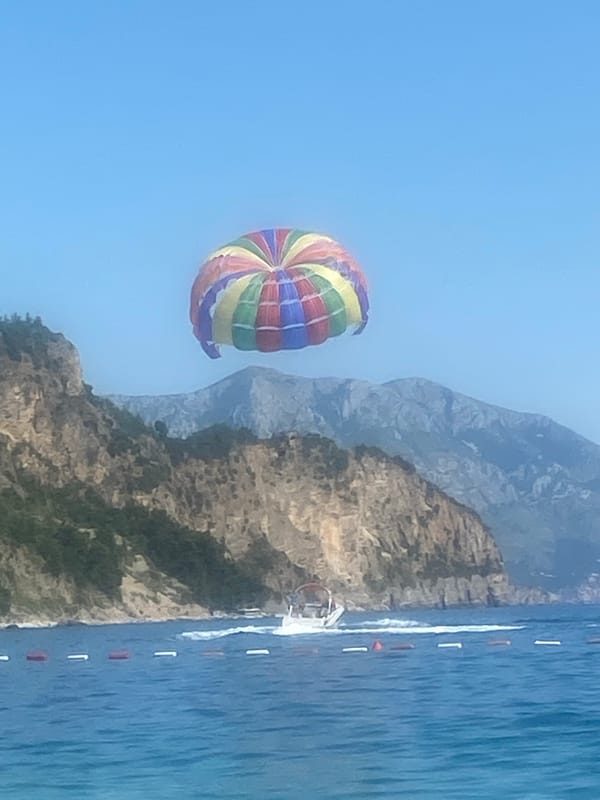 Parasailing activities spotted off Montenegro coast near Prijevor