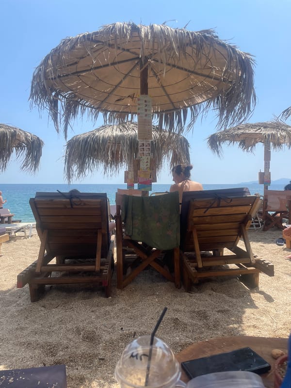 Sunny morning beach scenes documented in Nea Vrasna, Greece