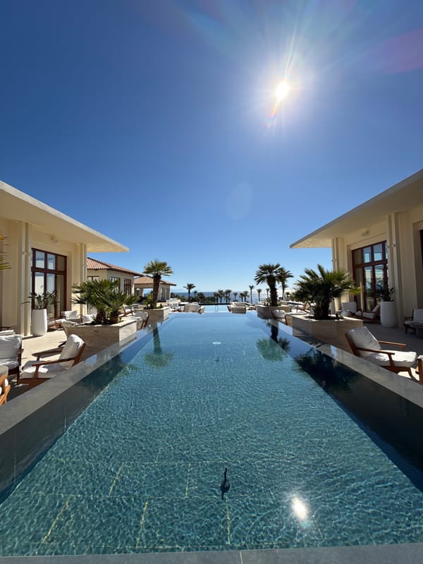 Morning resort pool scene captured in Kos, Greece