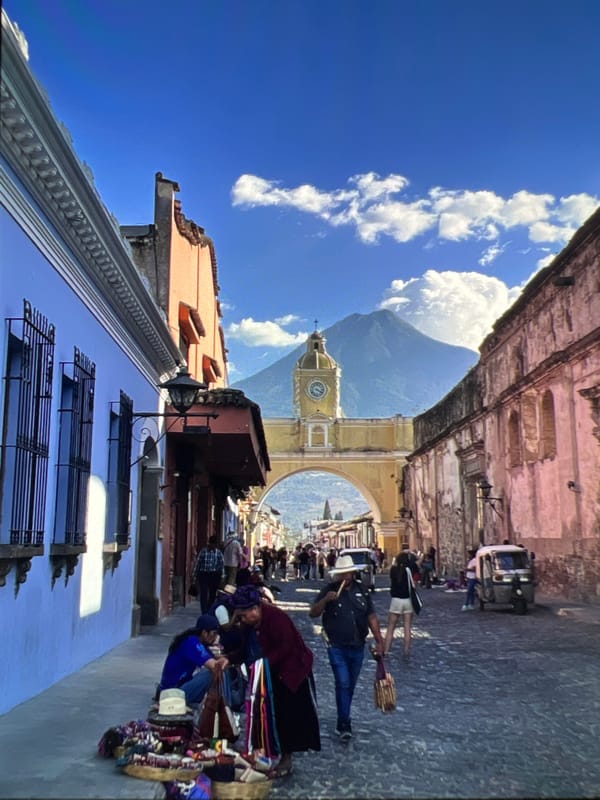 Antigua's Santa Catalina Arch and colonial streets up close