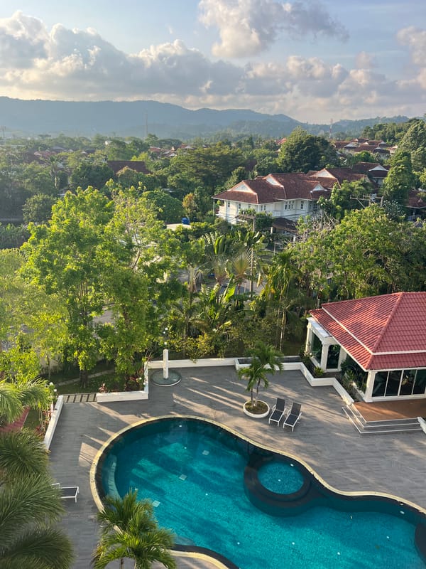 Luxury resort complex captured in aerial view, Kathu Thailand
