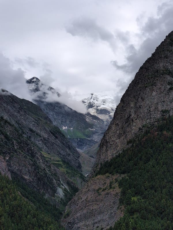 Rugged valley gorge cuts through the mountains of Gondhla, India.