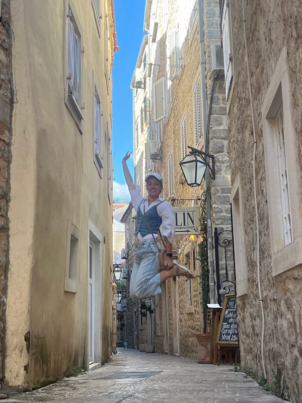 Afternoon stroll through Budva's historic stone streets documented
