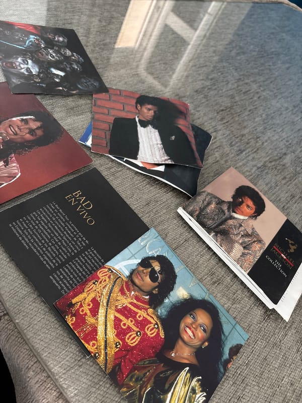 Michael Jackson memorabilia displayed on table in Spain