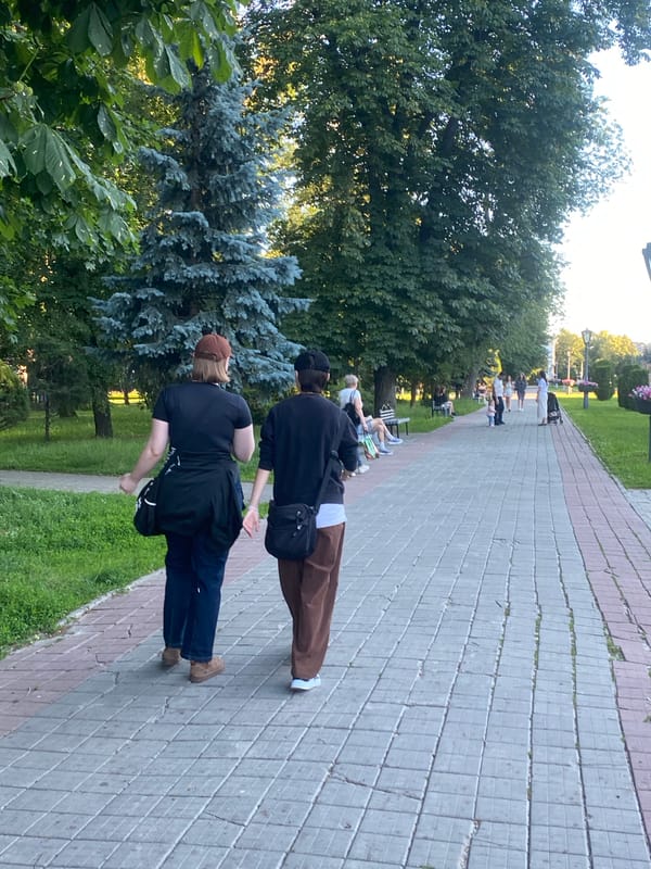 Afternoon in Poltava: parks, sidewalks, and a shopping arcade