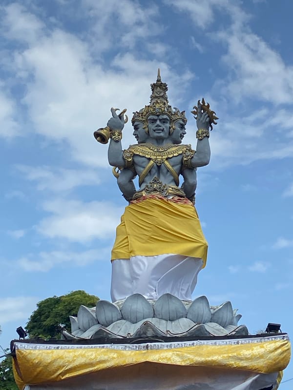 Ornate statues documented in Buleleng, Indonesia morning hours