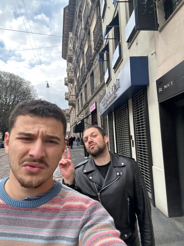 Two men spend casual afternoon in central Milan