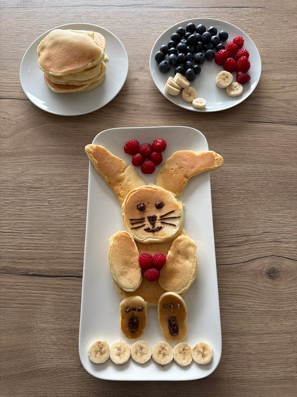 Bunny-shaped pancake breakfast documented in Pétange, Luxembourg