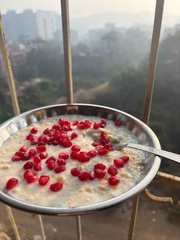 Traditional dish with pomegranate garnish documented in Ambernath