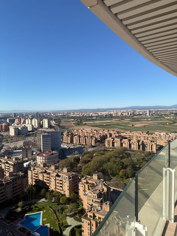 Morning aerial view captures Valencia's mixed urban landscape