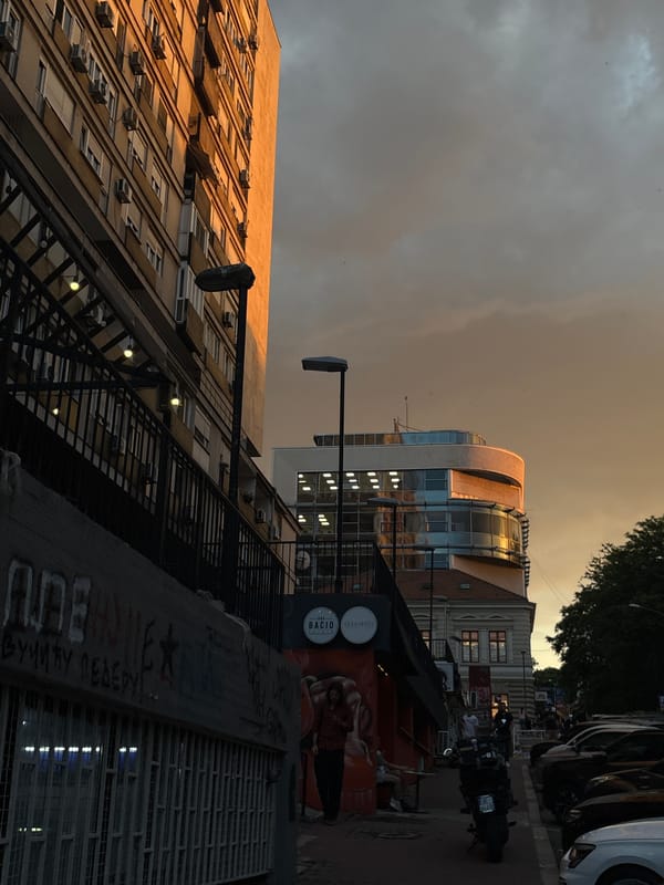 Belgrade sunset captured from multiple perspectives during golden hour