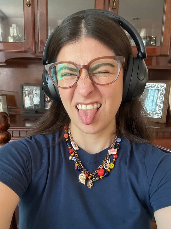 Woman makes playful gestures during apparent video session in Puebla