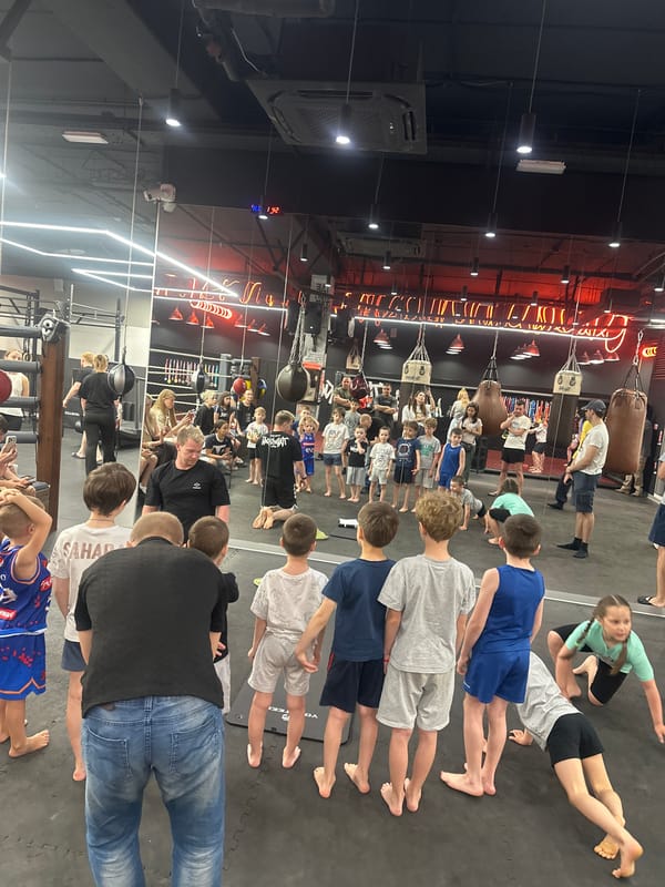 Children's boxing training session at Perm martial arts club