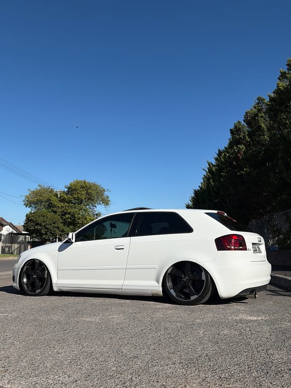 White Audi A3 parked in Parow under clear skies