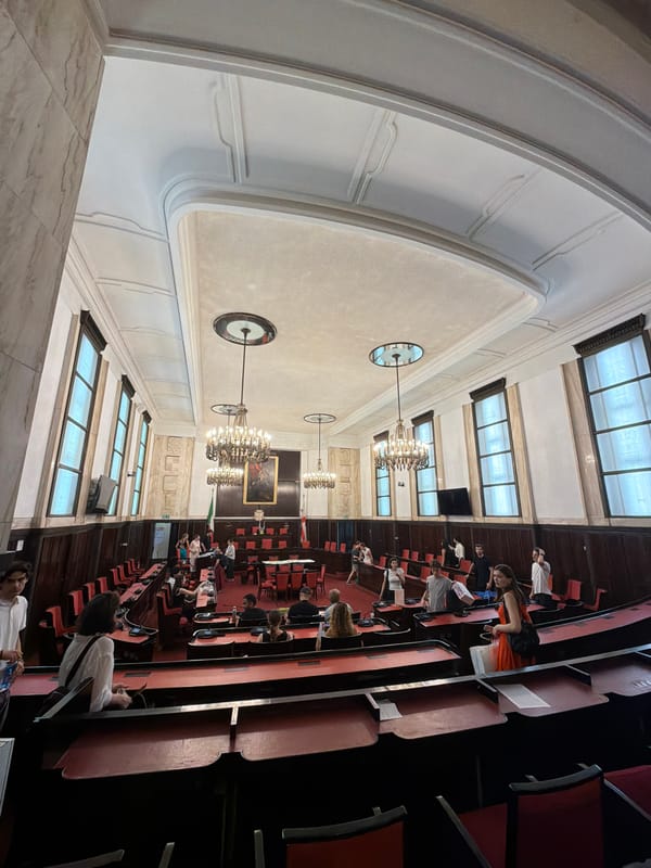 Inside Milan's grand civic halls and arcades, one morning