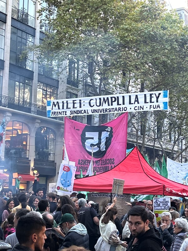 Evening protest in Buenos Aires features anti-Milei, media criticism signs