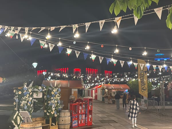 Evening scenes captured around Sofia festival market and surroundings