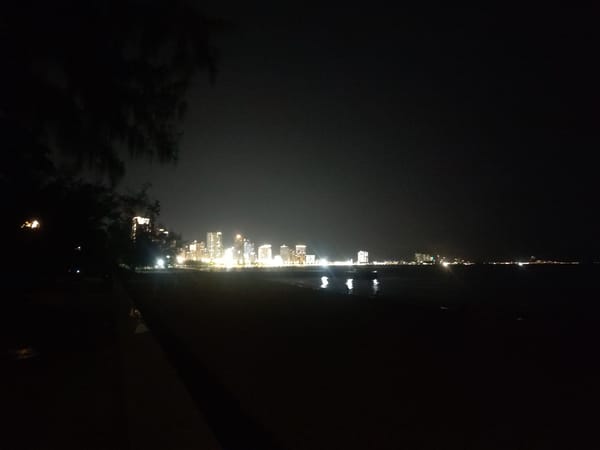 Nighttime cityscape captured at Nha Trang waterfront, Vietnam