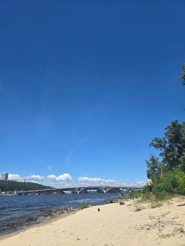 Sunbathing on the Dnieper riverbank, Kyiv