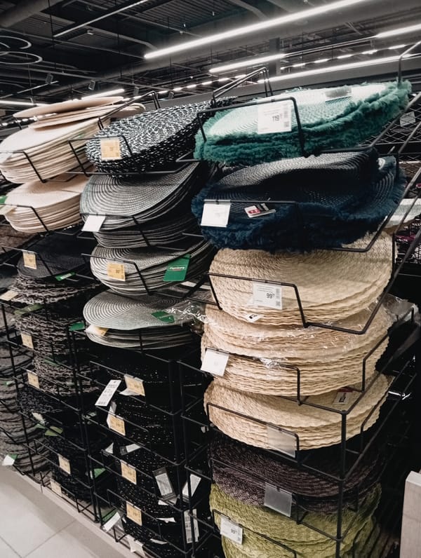 Shopper documents home goods retail displays in Poltava store