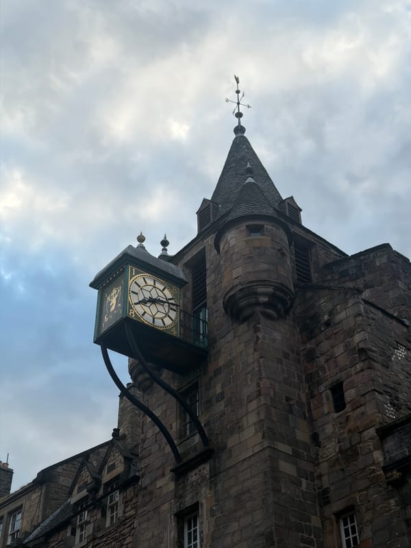Edinburgh clock tower documented in evening light