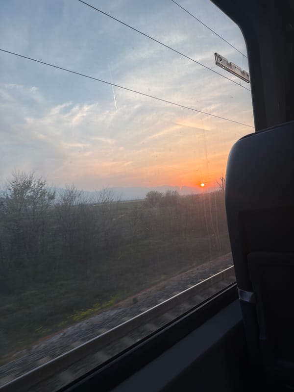 Sunset observed through car windows in Plovdiv, Bulgaria